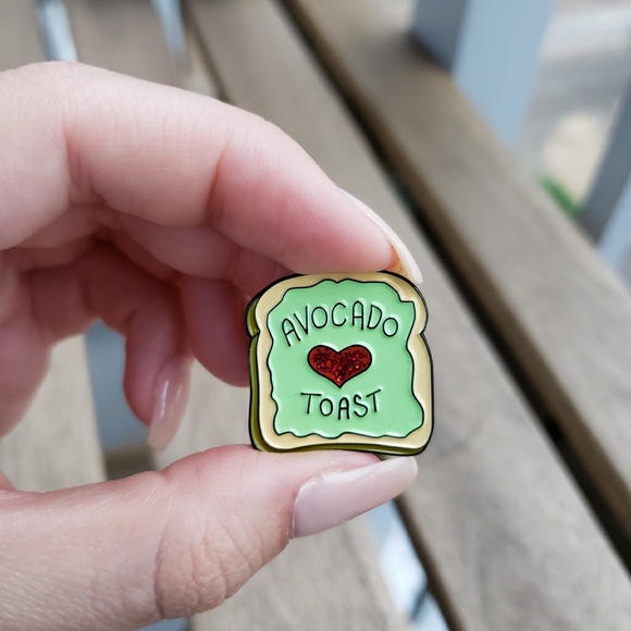 Avocado Toast Sparkle Heart Enamel Pin - Picture 2 of 5